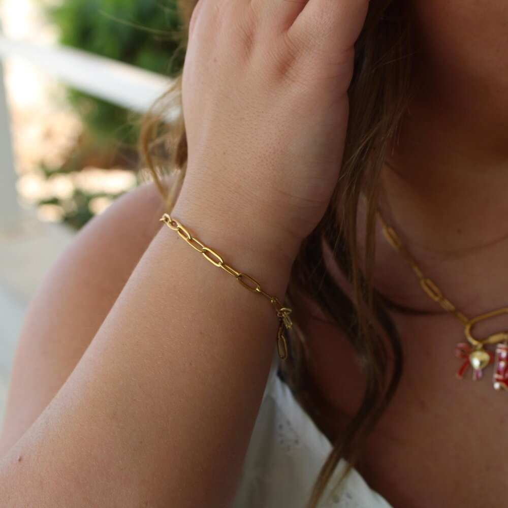 18K Gold Plated | Stainless Steel Paperclip Chain Bracelet
